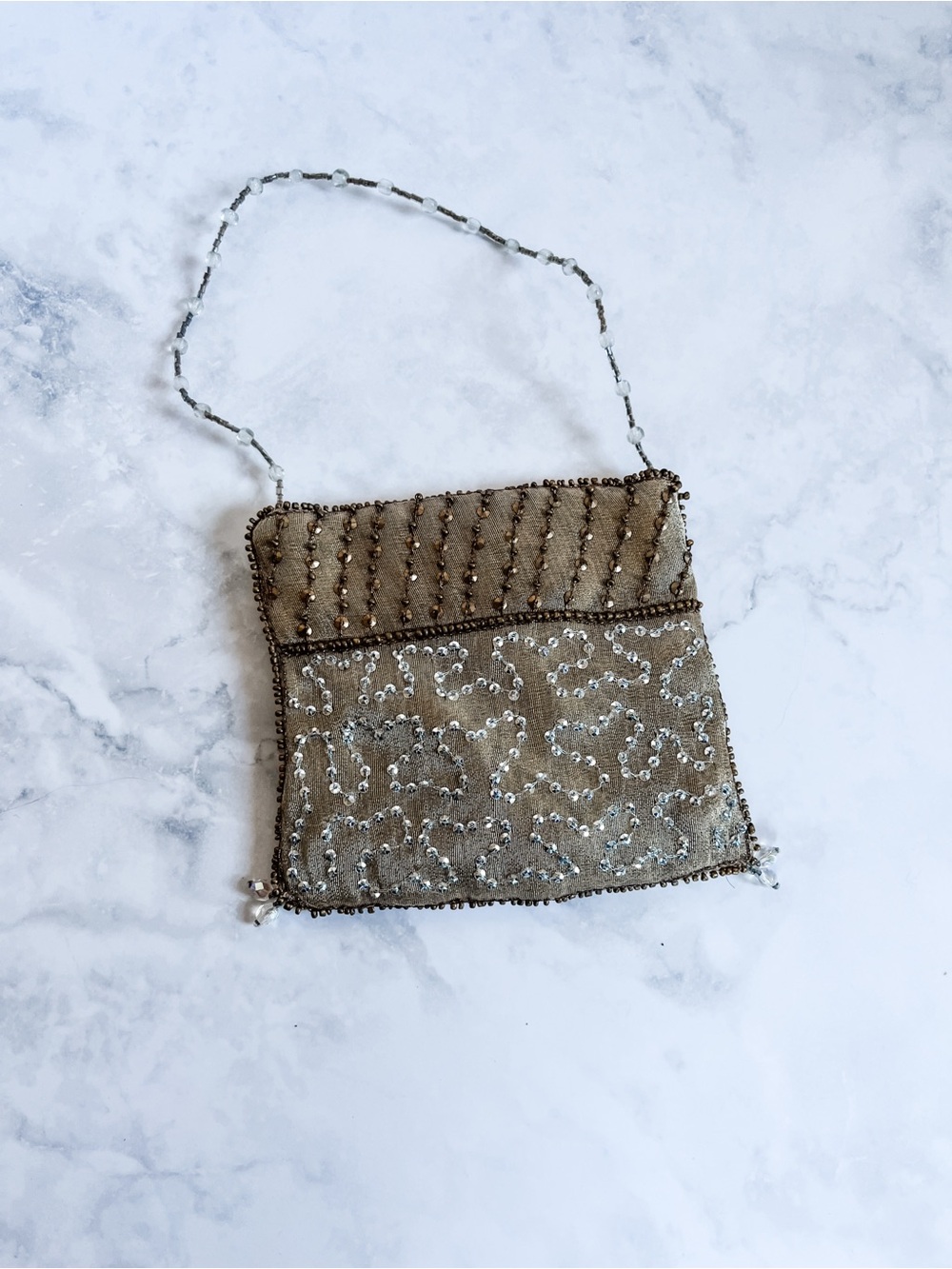 Beaded Metallic Evening Wristlet